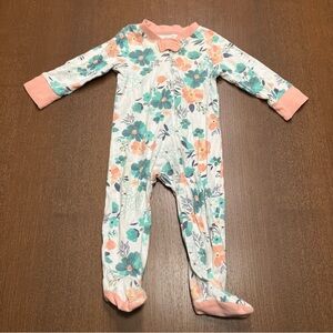 The Honest Company Floral Kids Footie with Pink Trim
